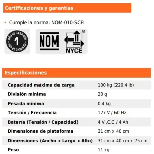 06 Báscula Balanza Plataforma Plegable TRUPER 100 kg 220 Lbs – Electrónica, Recargable, Doble Display 15729 precio guatemala