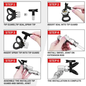 06 Extensiones para Pistola de Pintar Rociador AIRLESS Juego 20cm - 100cm Juego X5 con Junta Articulada guatemala rociadora