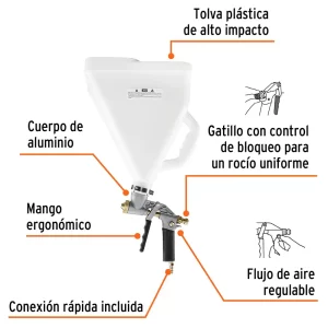 02 pistola texturizadora neumatica truper tolva grande Bajo Consumo CFM 19233 pistola de texturizacion texturizado texturizador guatemala ferromaya
