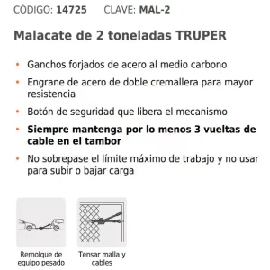 04 mica para cable malacate truper de 2 toneladas 14725 guatemala tensor con cable
