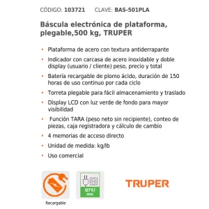 05 balanza comercial de plataforma truper 500kg 1100 libras 1000 libras lbs guatemala quetzaltenango bascula digital recargable plegable