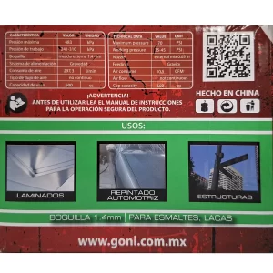 05 pistola de Gravedad para pintar Goni HVLP 351 1.4mm 600ml guatemala para compresor de aire neumatica