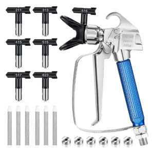 01 Pistola para Rociador de Pintura AIRLESS con Puntas, Boquilla y Filtro sprayer pintar sin aire equipo maquinaria airles guatemala quetzaltenango
