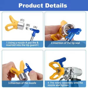 05 Puntas para Rociador AIRLESS Sprayer Juego 3 Piezas 211, 313, 415 con Sellos punta sprayadora pistola de pintar equipo sin aire guatemala ferromaya quetzaltenango