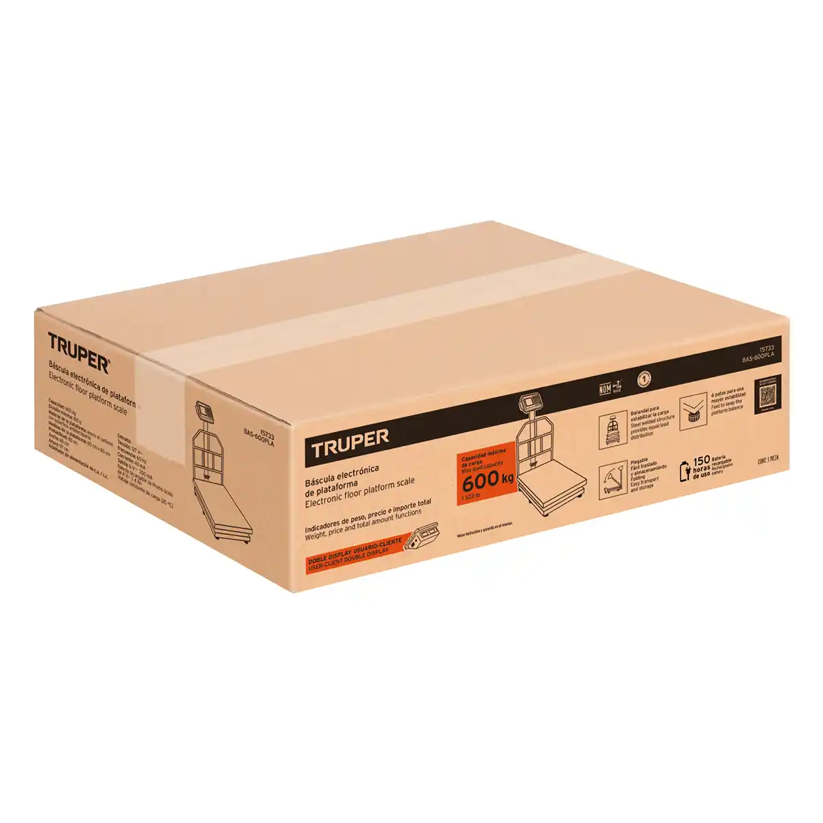 Bascula TRUPER Comercial Plataforma 600KG 1322Lbs 15733 con Pantalla Digital Plegable Recargable 5 04 bascula truper de plataforma plegable digital 600kg uso comercial industrial recargable precio guatemala 15733 balanza