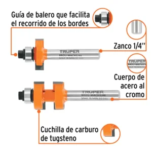 02 Fresa para Router Truper 3-4 Machimbrador con Balero Madera y Machimbre 10671 machimbradora guatemala cuchilla ferromaya