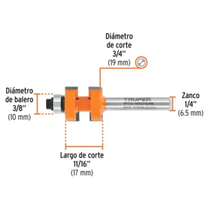 03 Fresa para Router Truper 3-4 Machimbrador con Balero Madera y Machimbre 10671 machimbradora guatemala cuchilla ferromaya