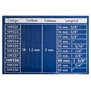 tabla comparativo medidas clavo para clavadora calibre 18 precio guatemala clavillo clavos 18ga aksi