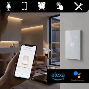 01 Apagador Inteligente Wi-Fi AKSI 1 Vía Compatible con Alexa y Google Home 124901 Blanca interruptor guatemala switch tactil