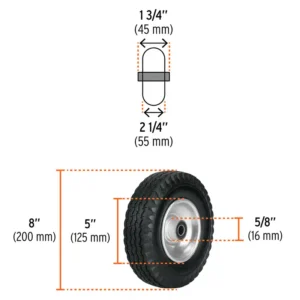 03 Llanta para Trocket Solida TRUPER Poliuretano 8 Lateral Doble Cojinete 45910 rueda troquet llantas ruedas guatemala ferromaya quetzaltenango