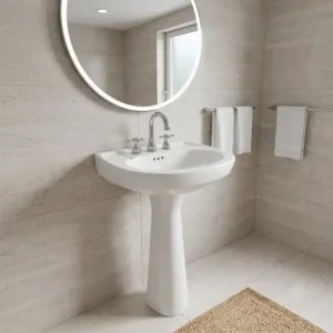 06 Lavamanos Cerámico FOSET Blanco con Rebosadero 40cm x 47cm 44002 compatible con Pedestal ceramico guatemala lavabo de porcelana